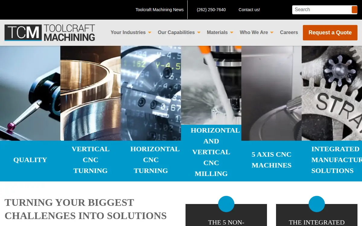 Homepage of Toolcraft Machining, INC.
