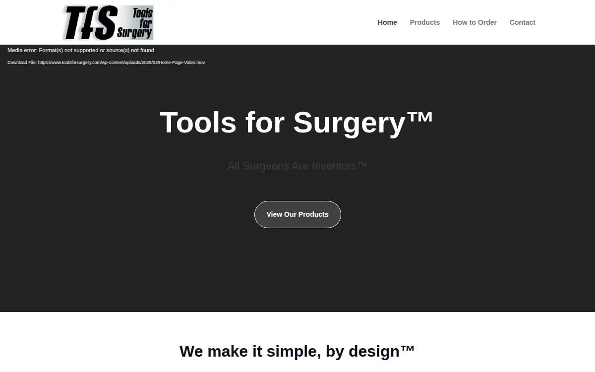 Homepage of Tools for Surgery LLC