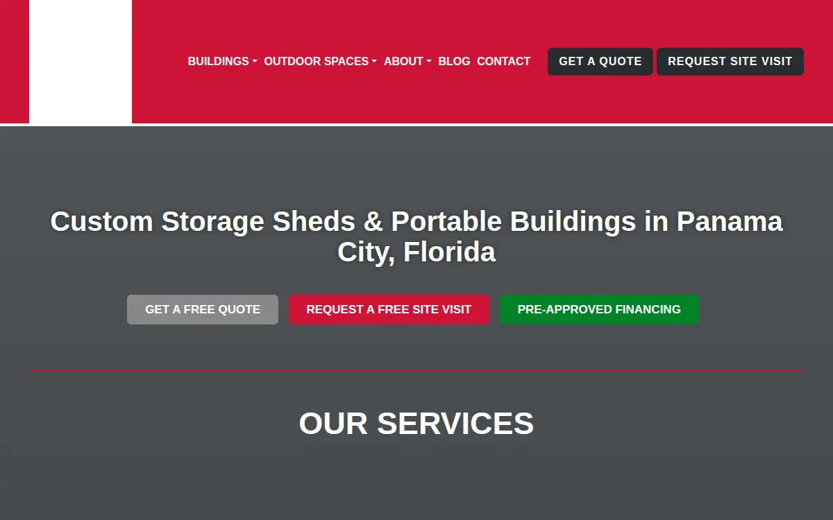 Homepage of Tool Time Portable Buildings and Storage Sheds, INC.