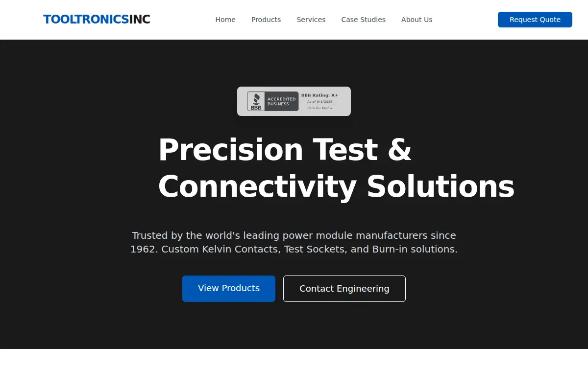 Homepage of Tooltronics INC