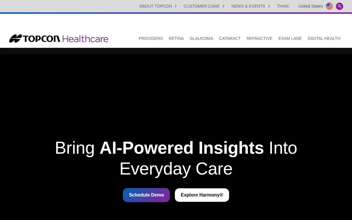 Homepage of Topcon Healthcare, INC.