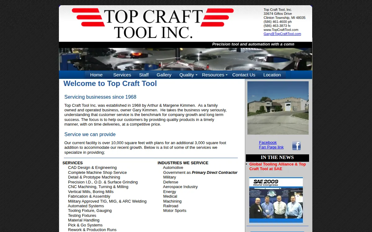 Homepage of Top Craft Tool INC