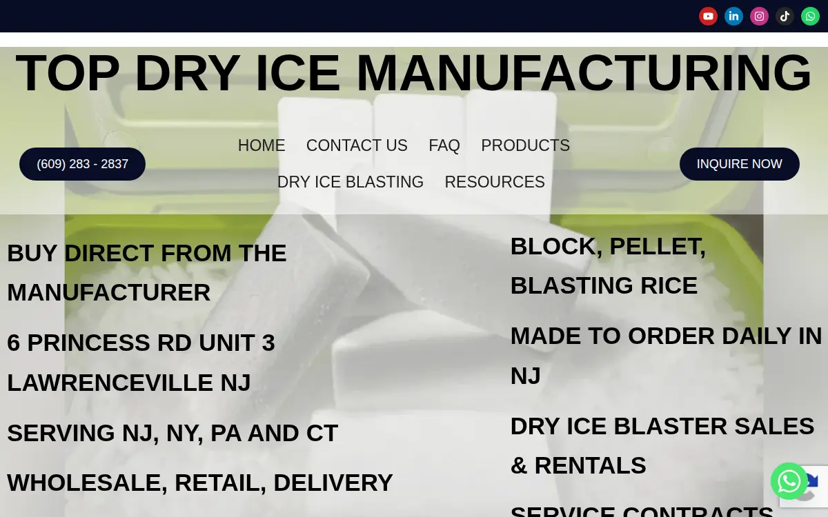 Homepage of Top Dry Ice, LLC