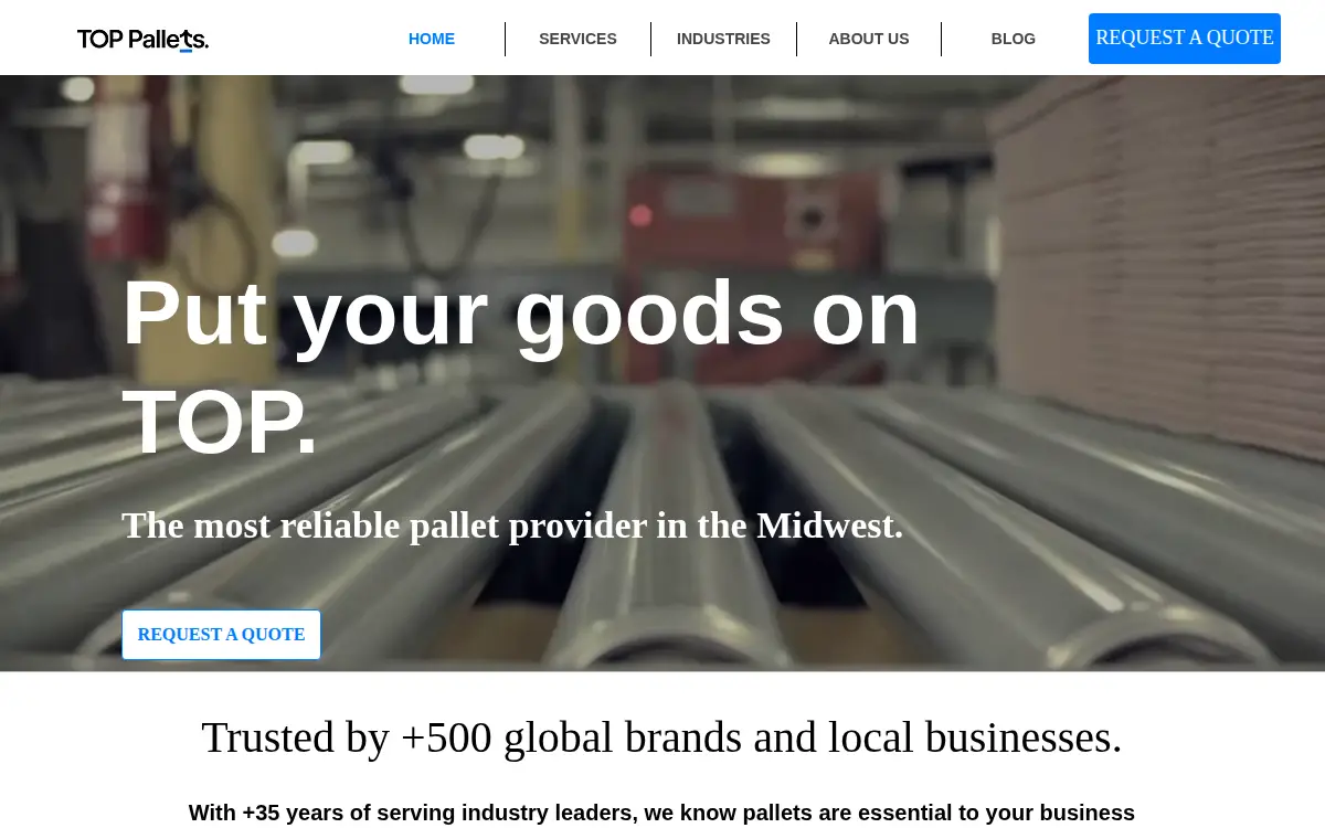 Homepage of Try Our Pallets, INC