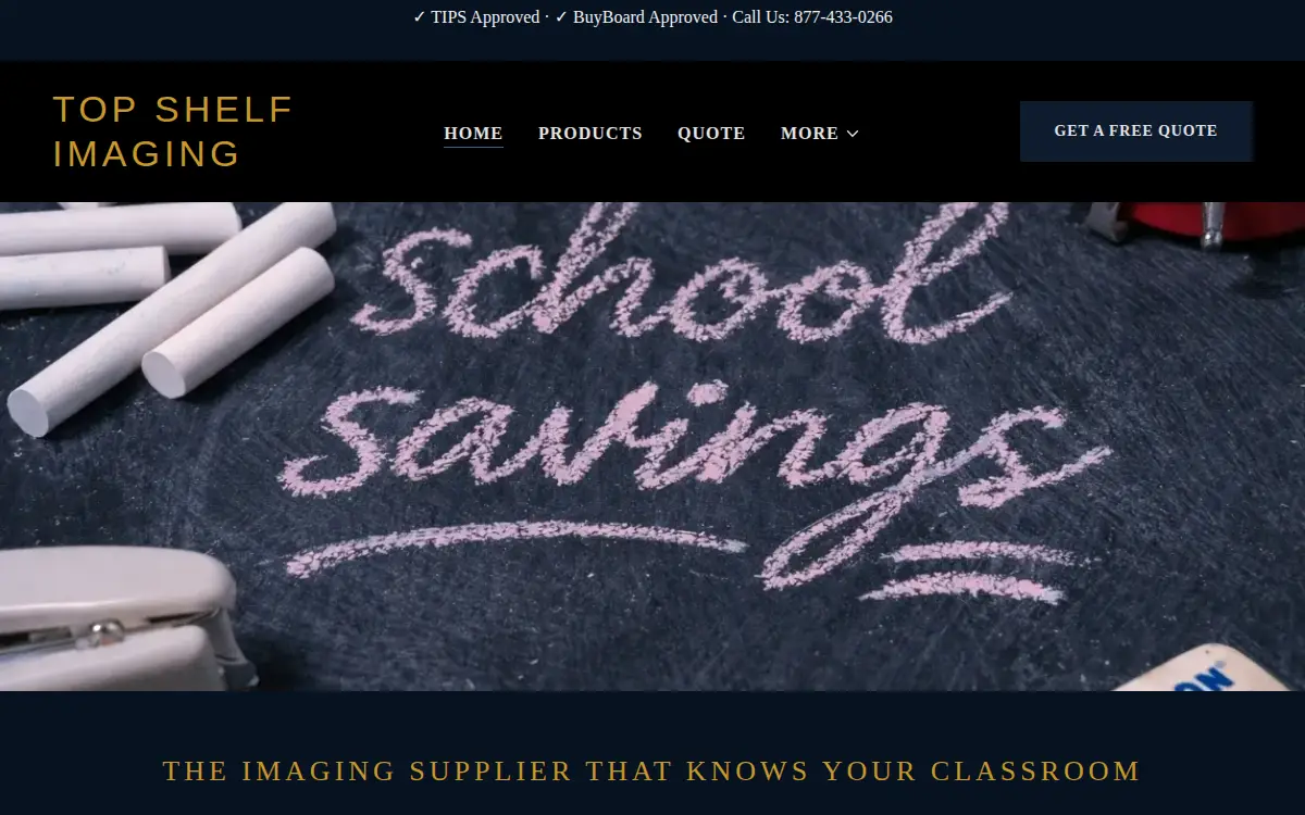 Homepage of Top Shelf Technologies, LLC