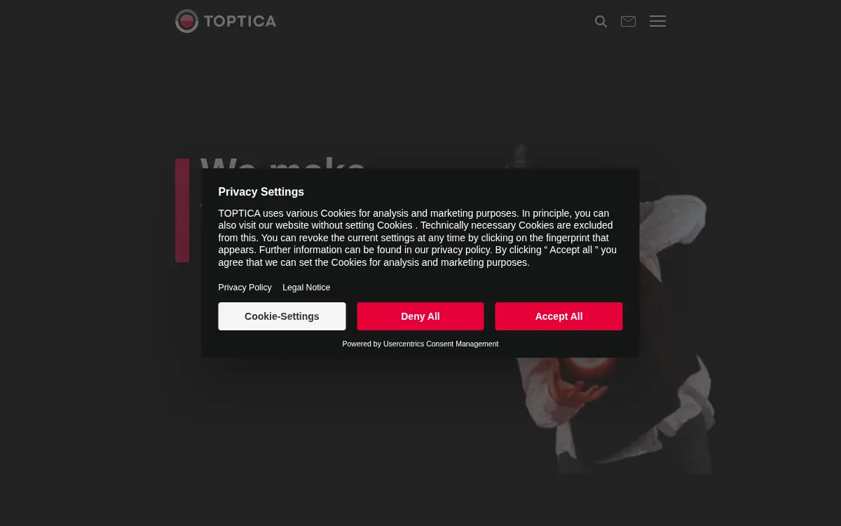 Homepage of Toptica Photonics INC