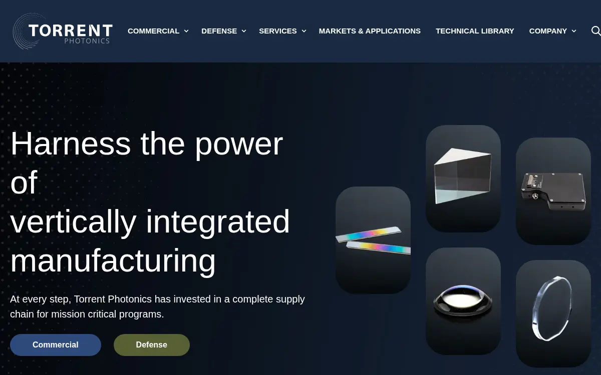 Homepage of Torrent Photonics, LLC