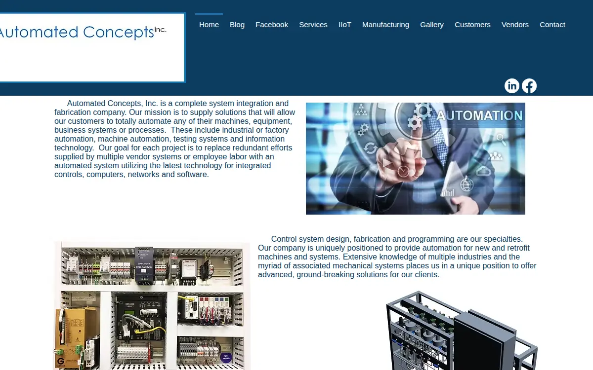 Homepage of Automated Concepts Corporation