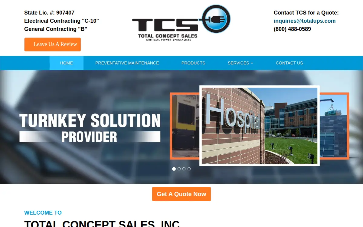Homepage of Total Concept Sales, INC