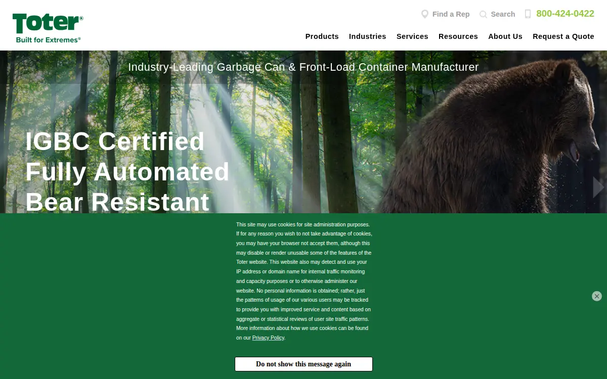 Homepage of Toter LLC