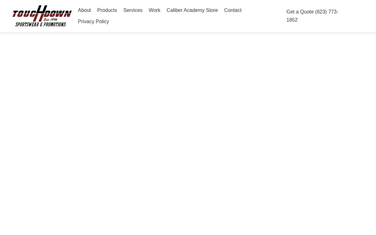 Homepage of Touchdown Sportswear & Promotions LLC