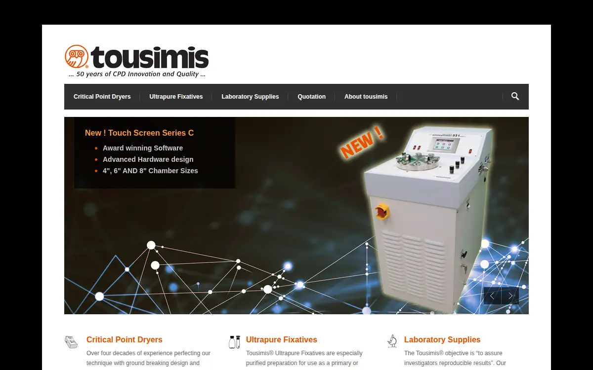 Homepage of Tousimis Research CORP INC
