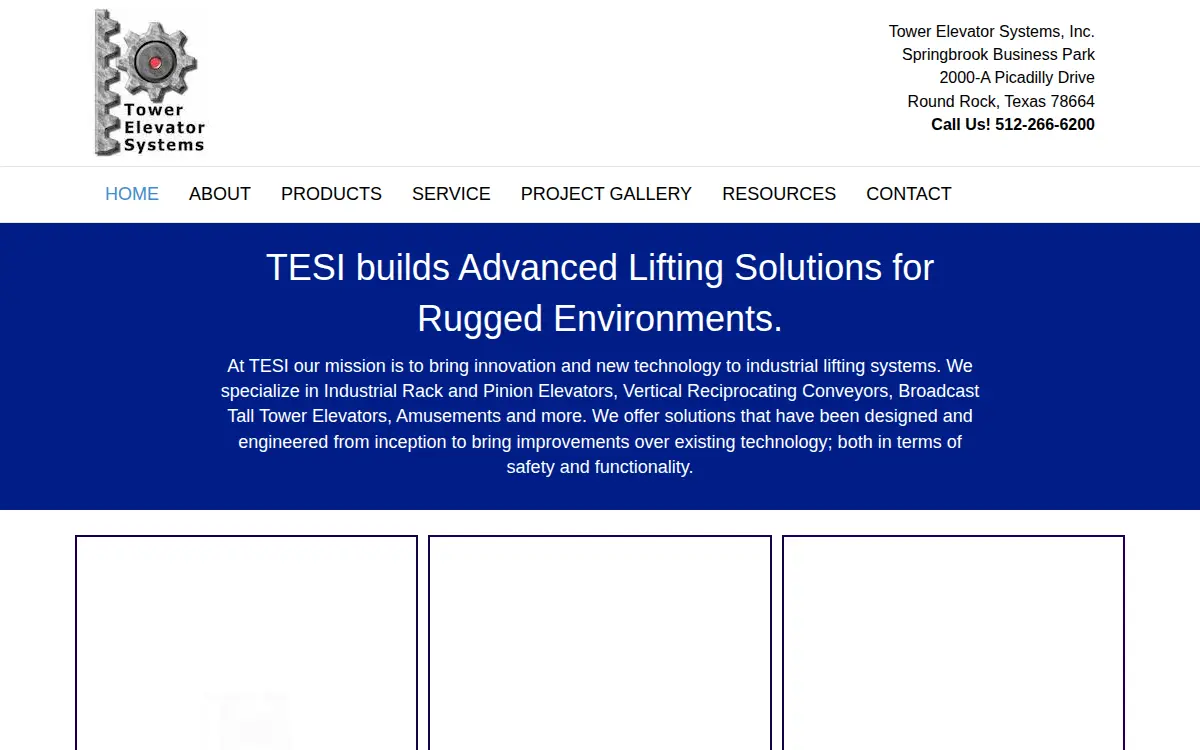 Homepage of Tower Elevator Systems, INC.