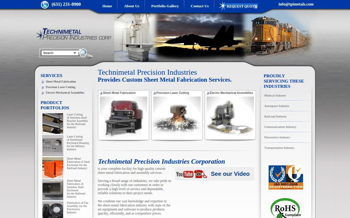 Homepage of Technimetal Precision Industries CORP
