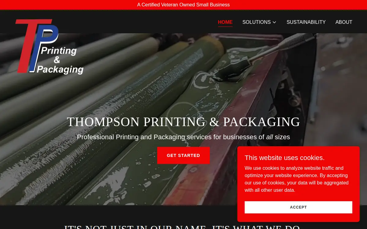 Homepage of Thompson Printing & Packaging, INC.