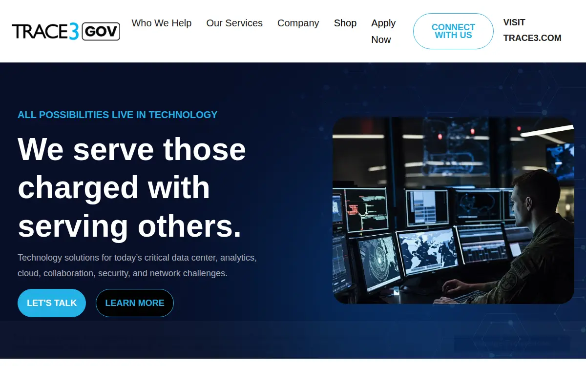 Homepage of Trace3 Government, LLC