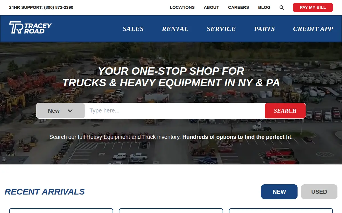 Homepage of Tracey Road Equipment, INC.