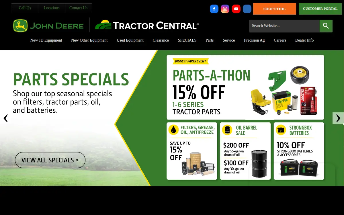 Homepage of Tractor Central LLC