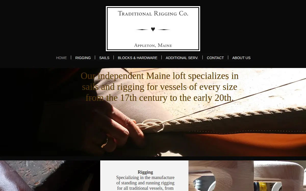 Homepage of Traditional Rigging Company