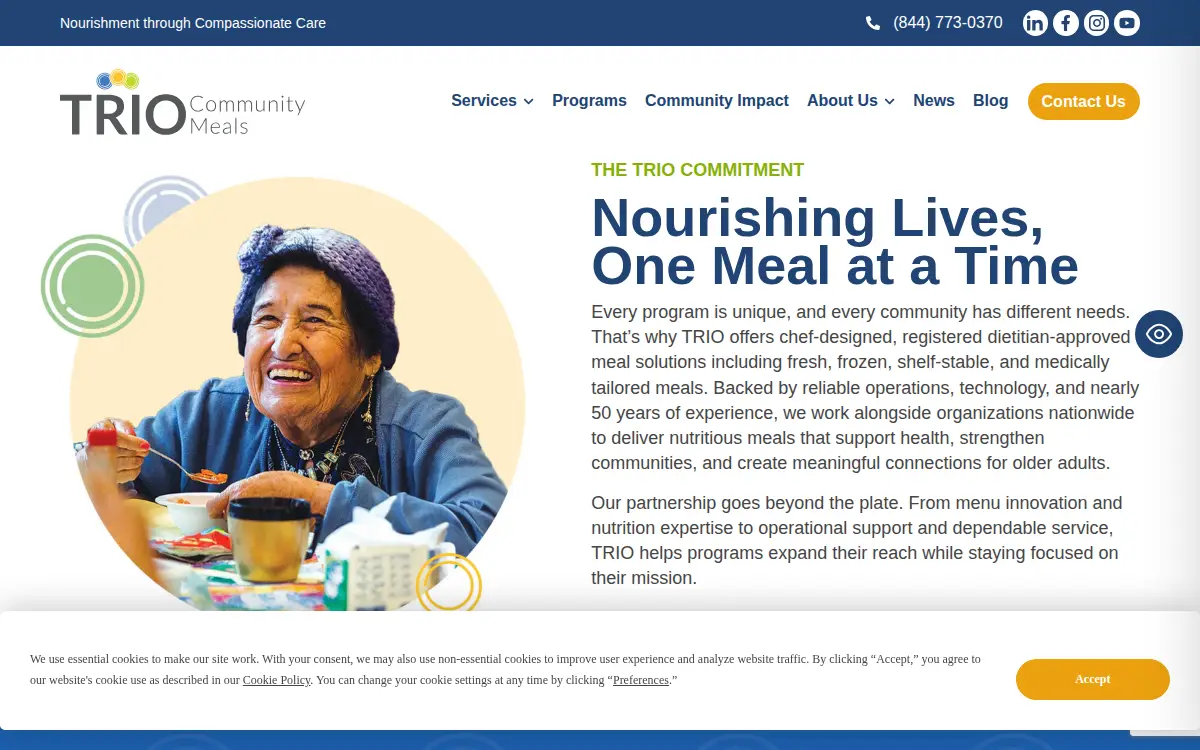 Homepage of Traditions Prepared Meals LLC