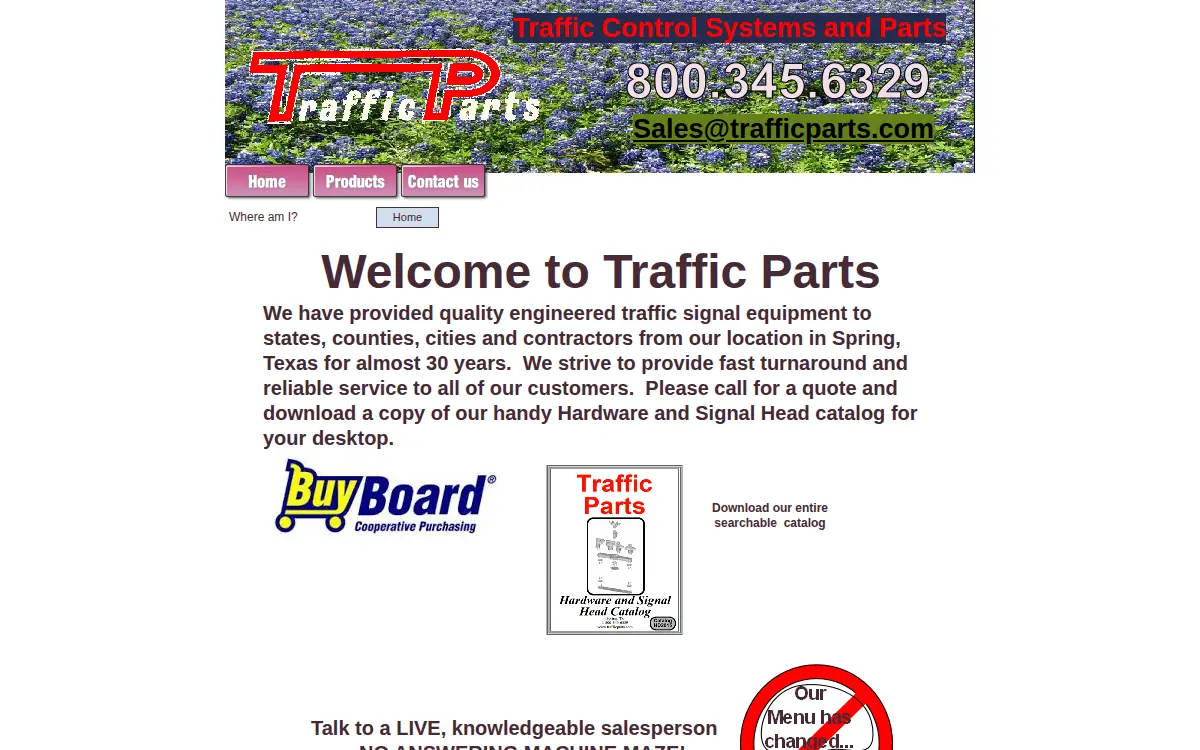 Homepage of Traffic Parts INC