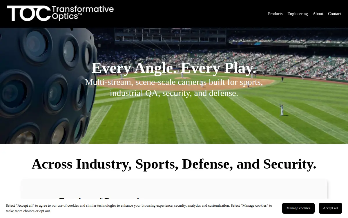Homepage of Transformative Optics Corporation