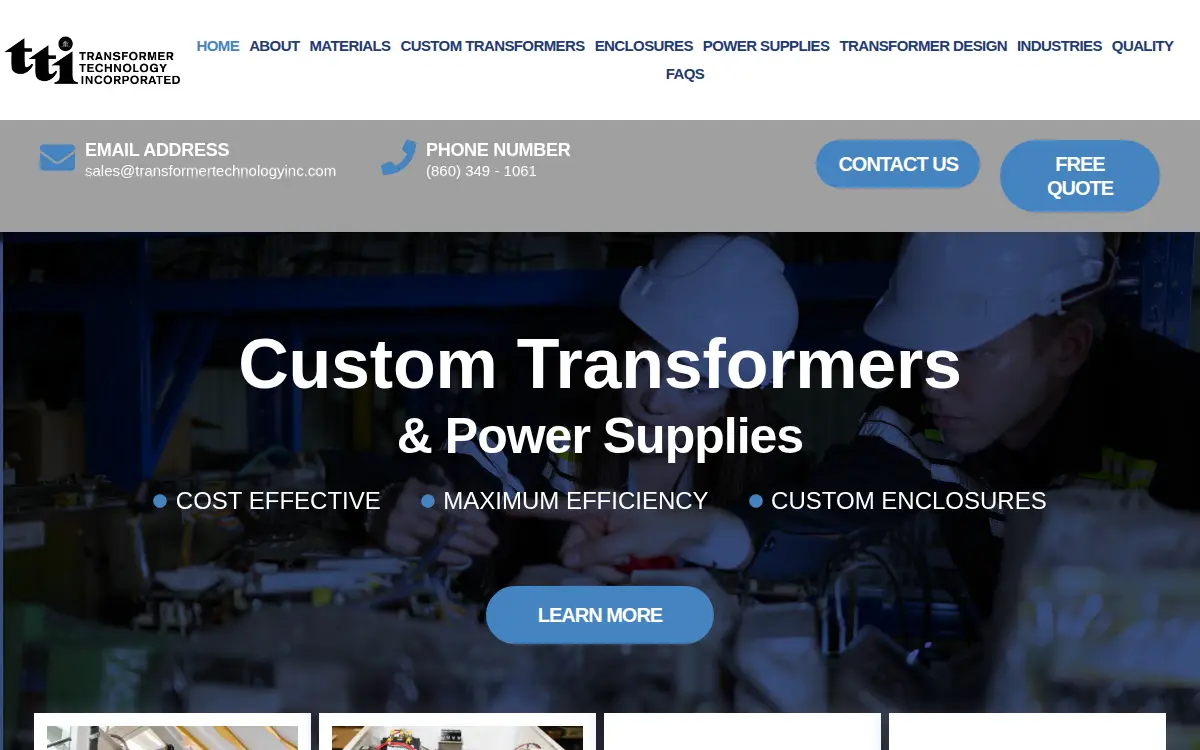 Homepage of Transformer Technology, INC.