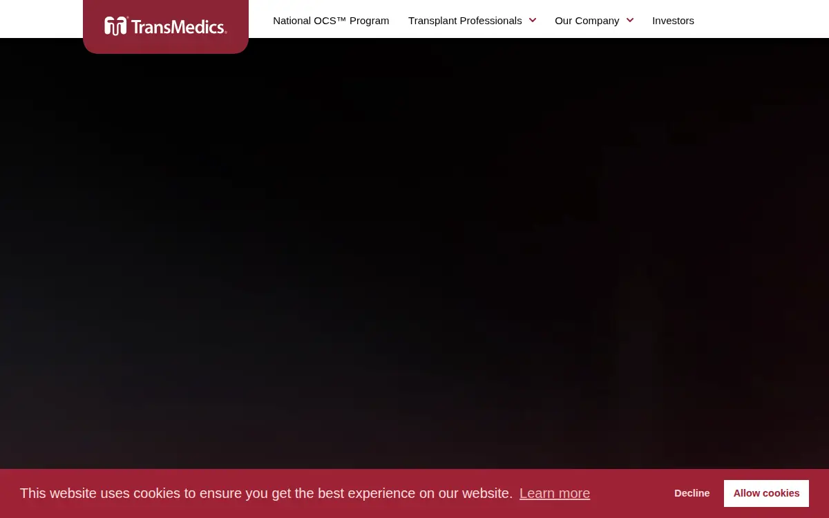 Homepage of Transmedics, INC.