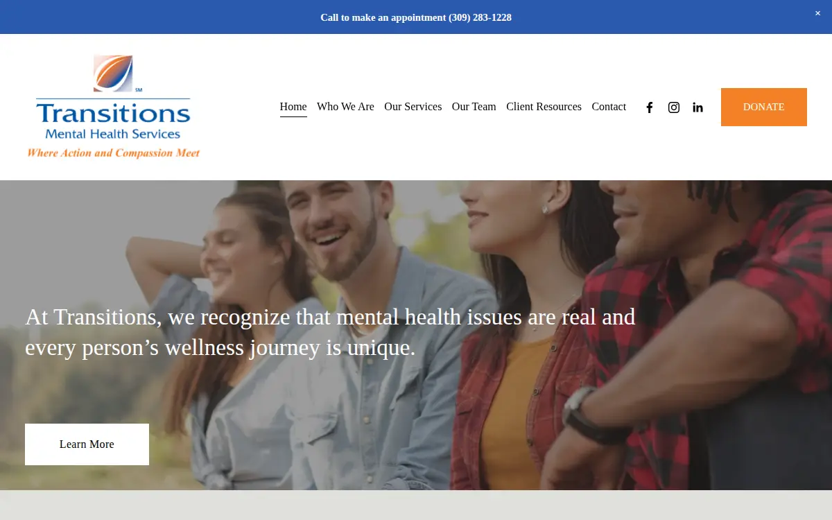 Homepage of Transitions, N.f.p.