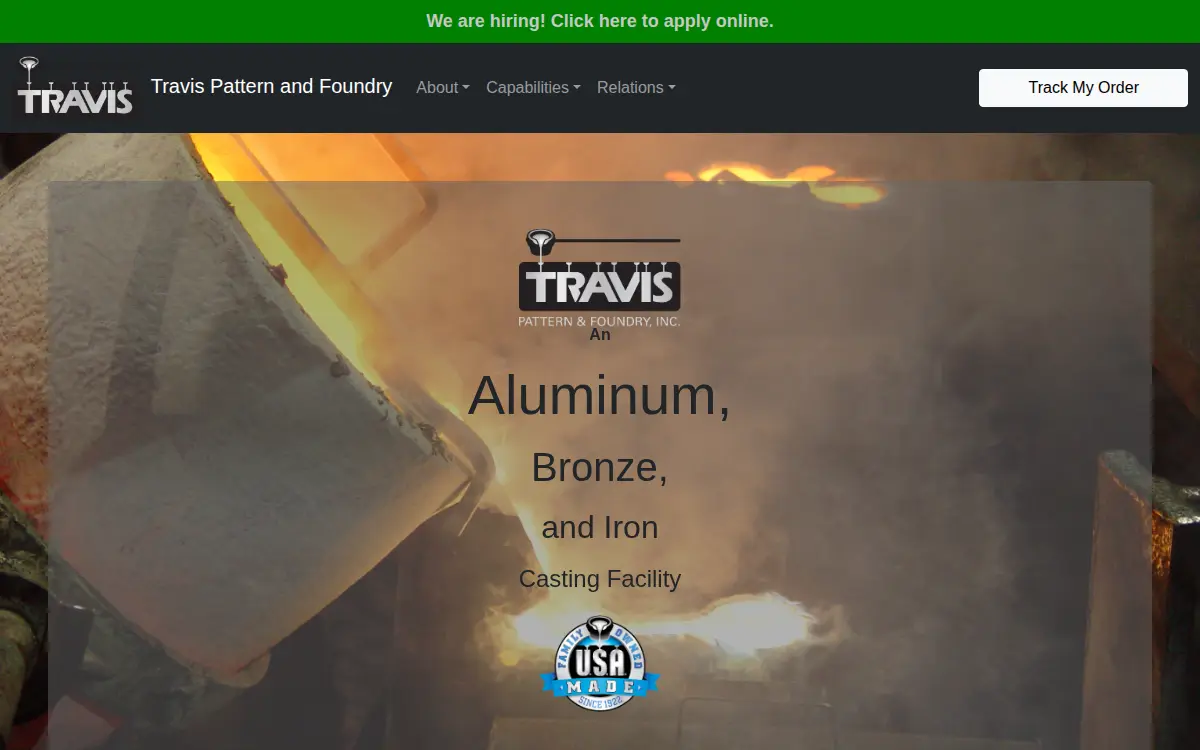 Homepage of Travis Pattern & Foundry, INC