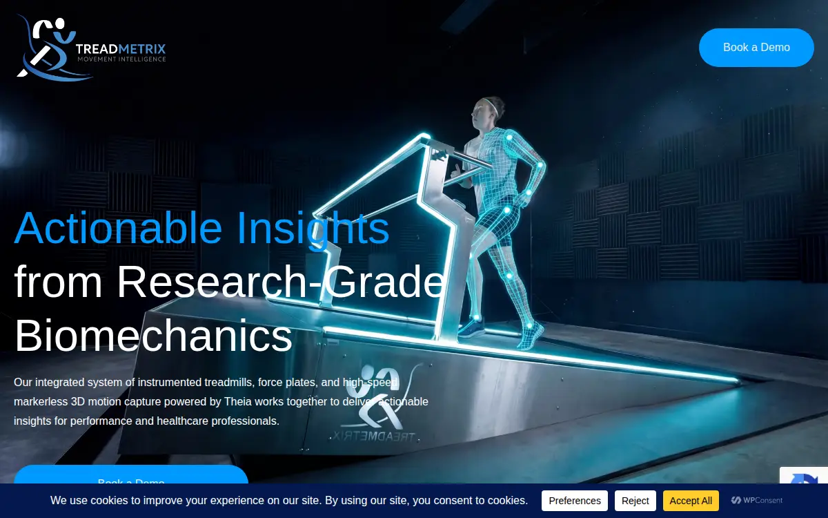 Homepage of Treadmetrix, LLC