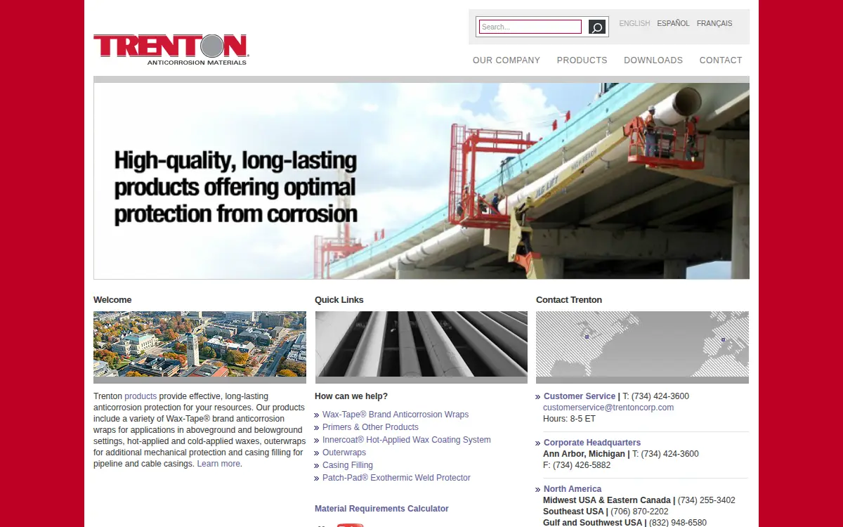 Homepage of The Trenton Corporation