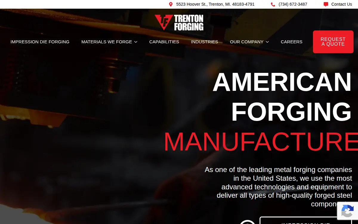 Homepage of Trenton Forging CO