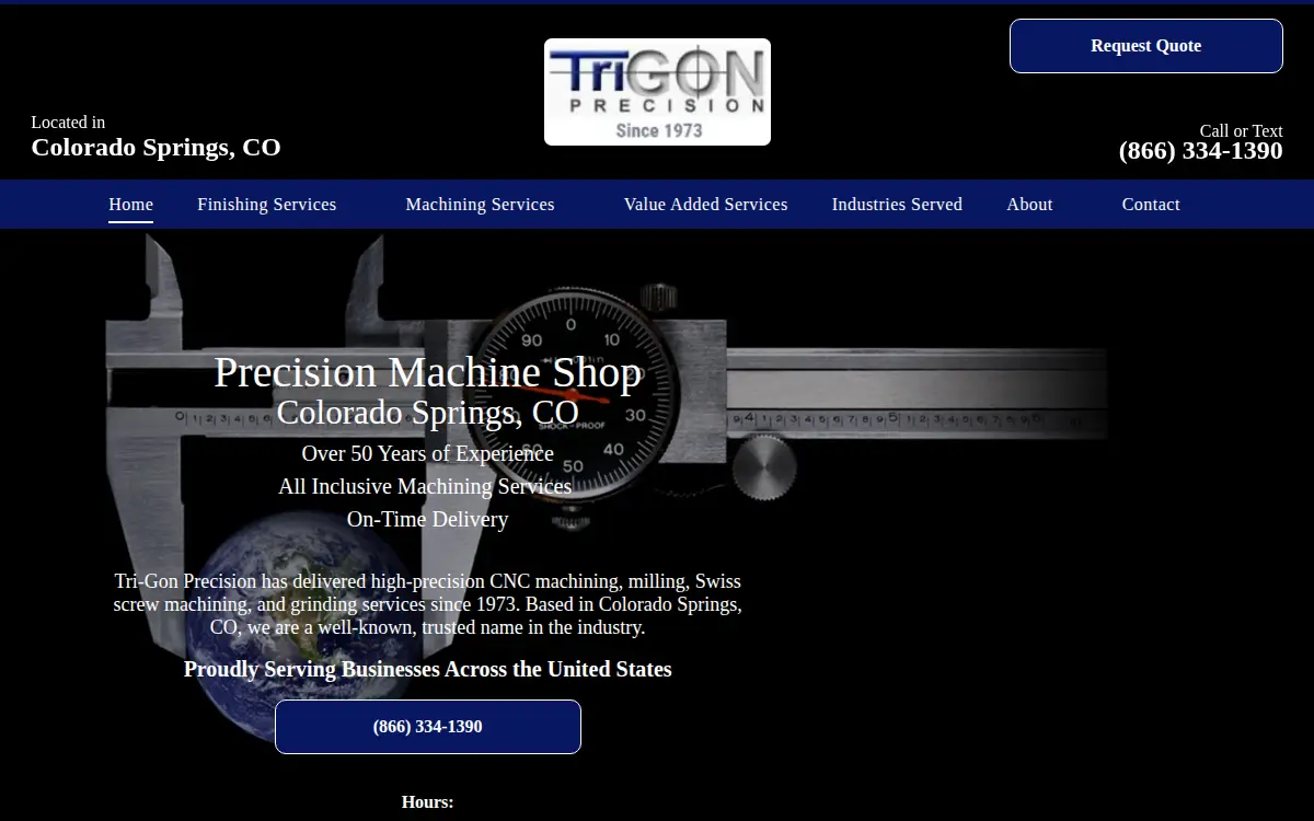 Homepage of Tri-gon Precision, INC.