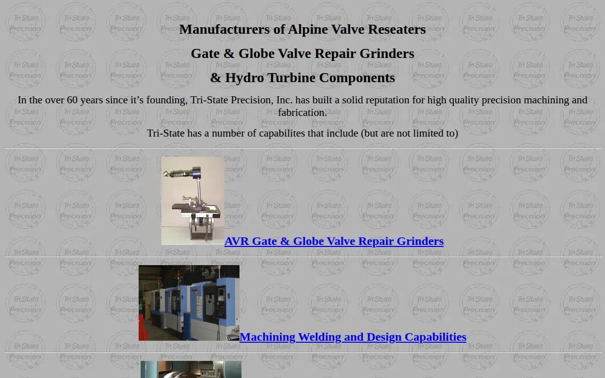 Homepage of Tri-state Precision, INC.