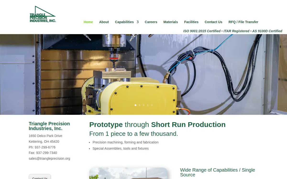 Homepage of Triangle Precision Industries INC