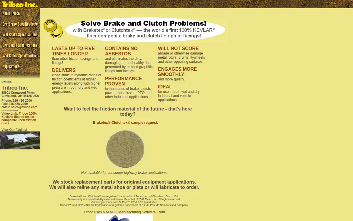 Homepage of Tribco Incorporated