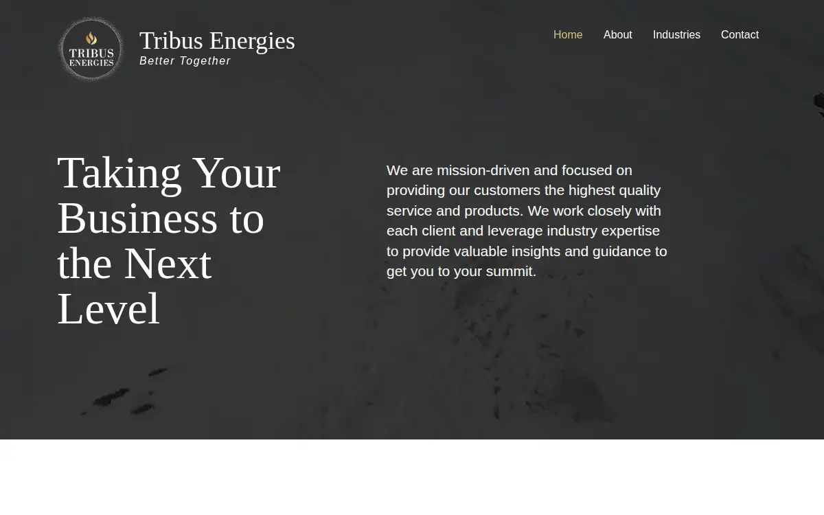 Homepage of Tribus Energies LLC