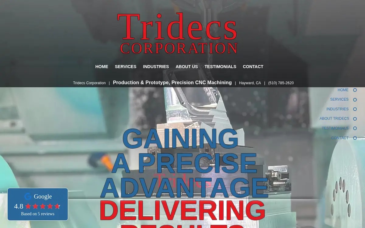 Homepage of Tridecs Corporation