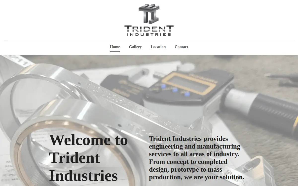 Homepage of Trident Industries LLC