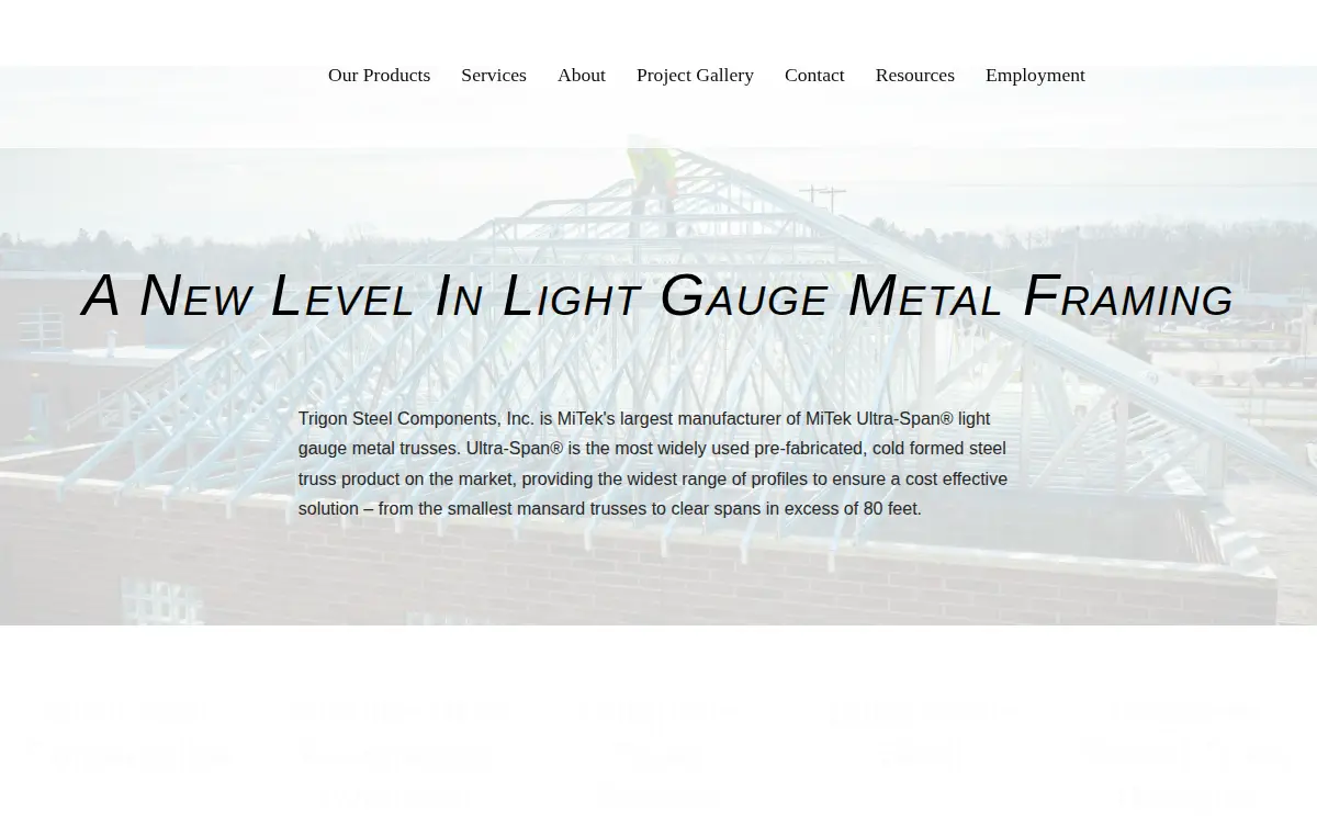 Homepage of Trigon Steel Components INC