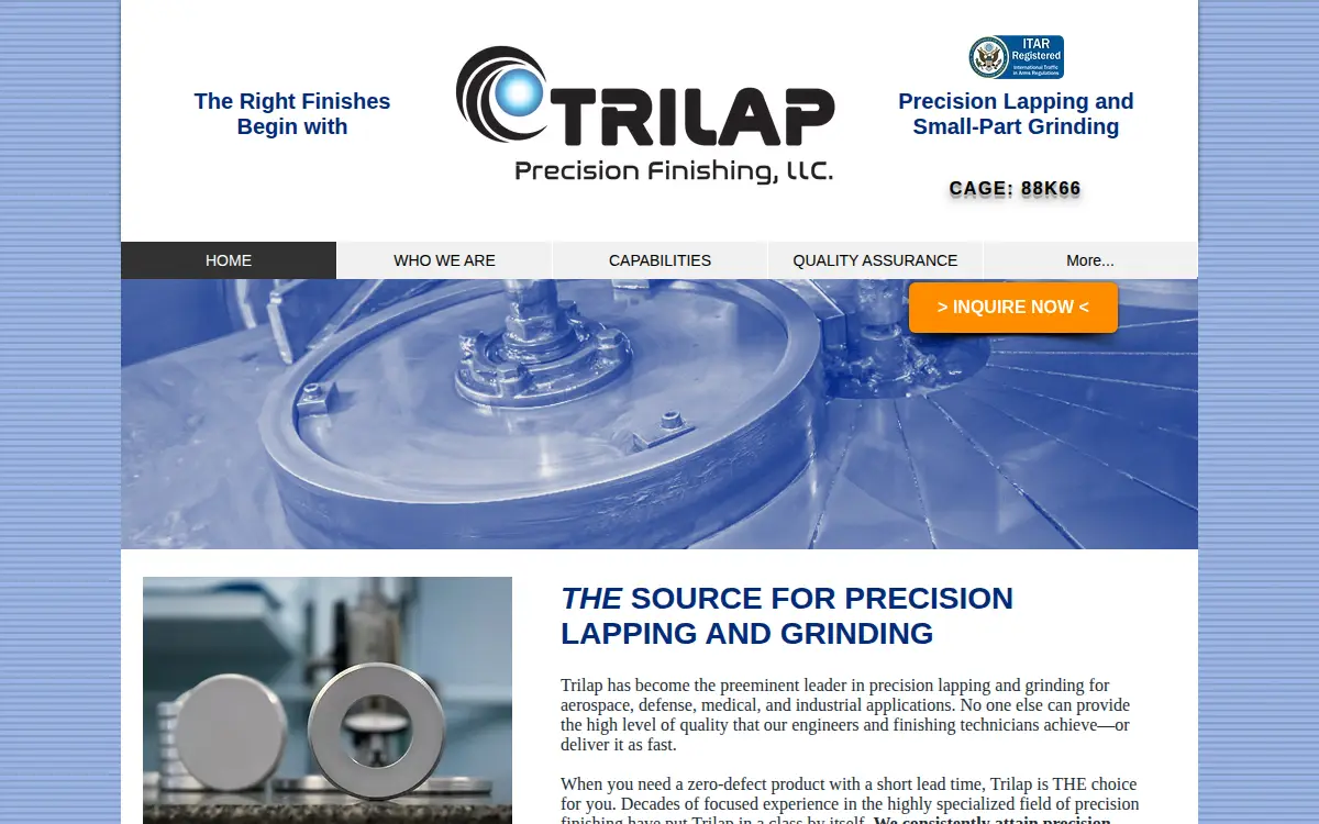 Homepage of Trilap Precision Finishing, LLC
