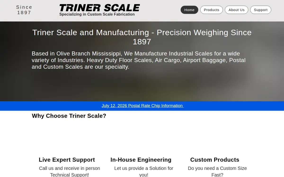 Homepage of Triner Scale & Manufacturing Co., INC