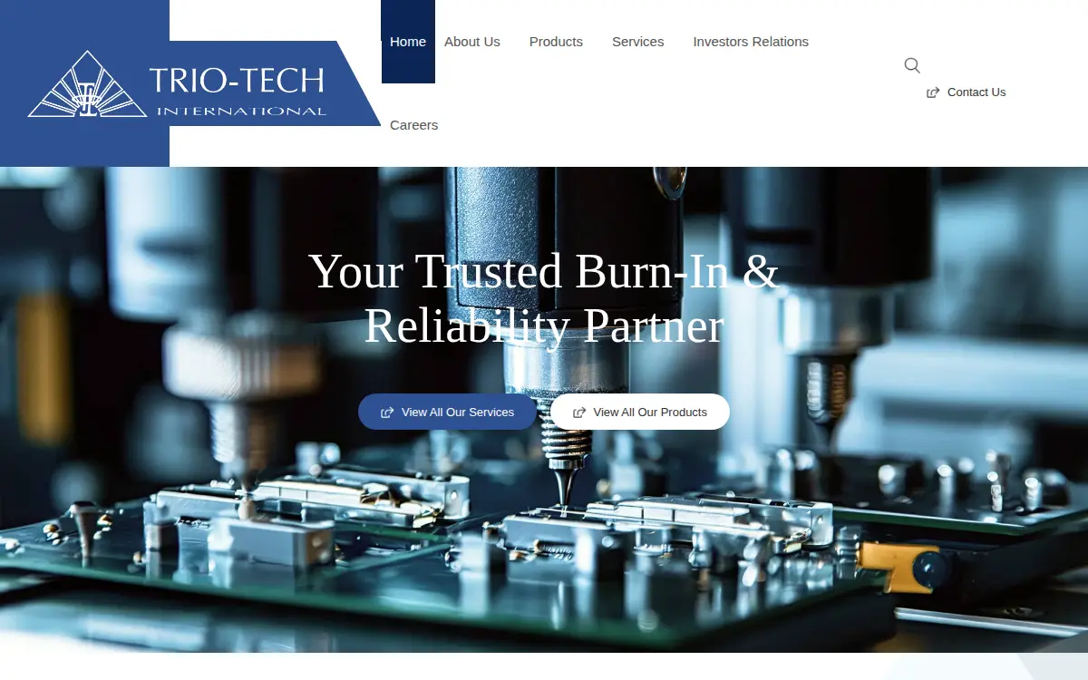 Homepage of Trio-tech International