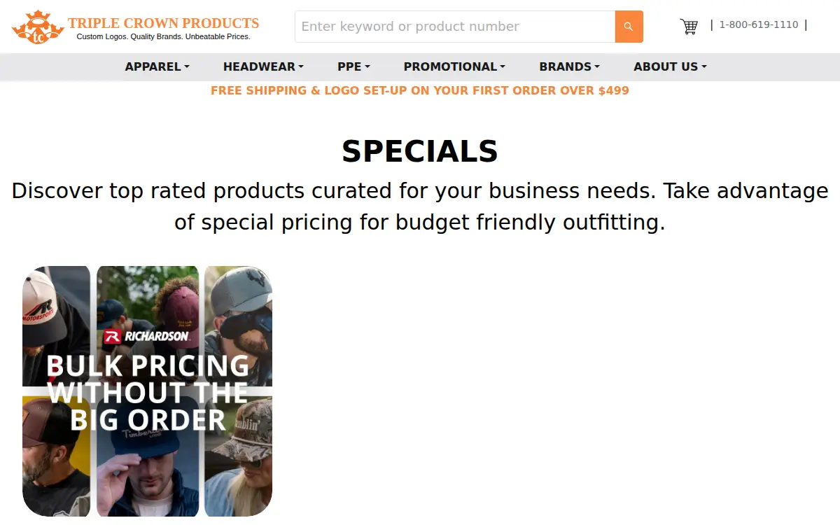 Homepage of Triple Crown Products INC