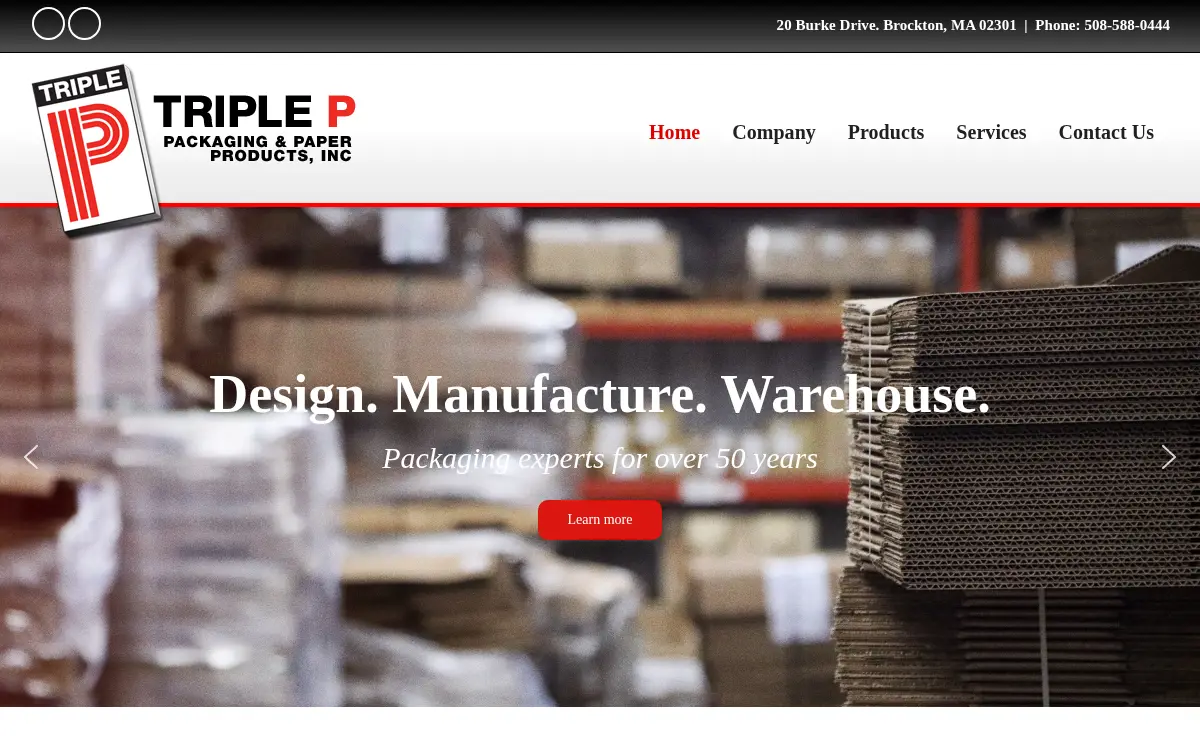 Homepage of Triple P Packaging & Paper Products, INC.