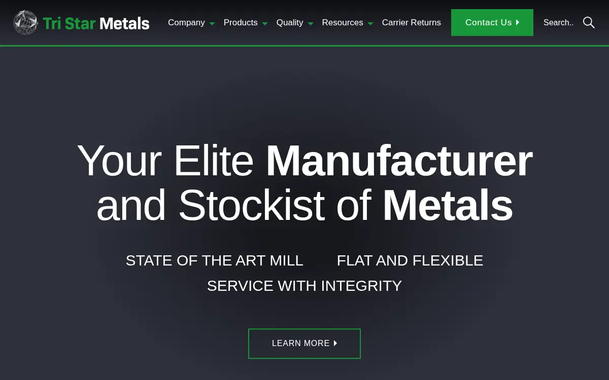 Homepage of Tri Star Metals, LLC