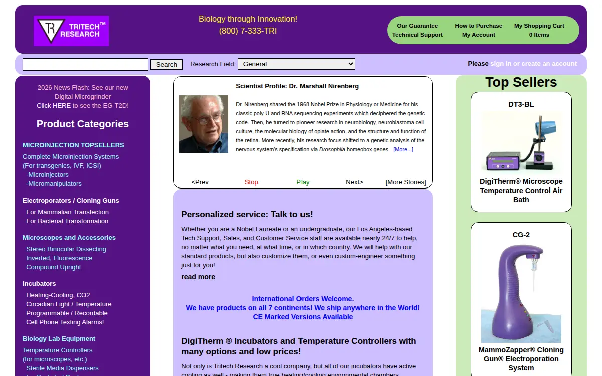 Homepage of Tritech Research