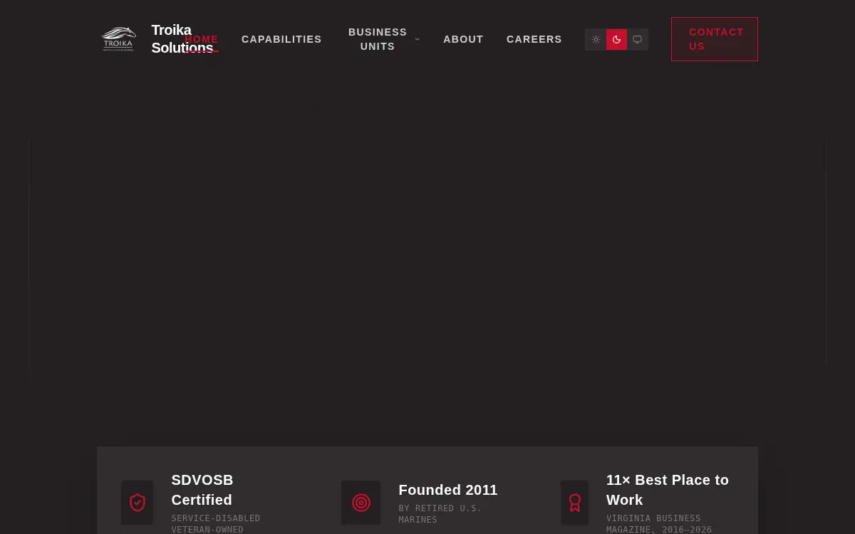 Homepage of Troika Solutions LLC