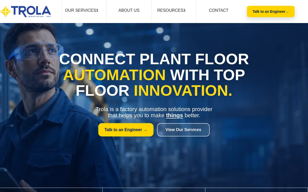 Homepage of Trola Industries INC